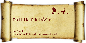 Mellik Adrián névjegykártya